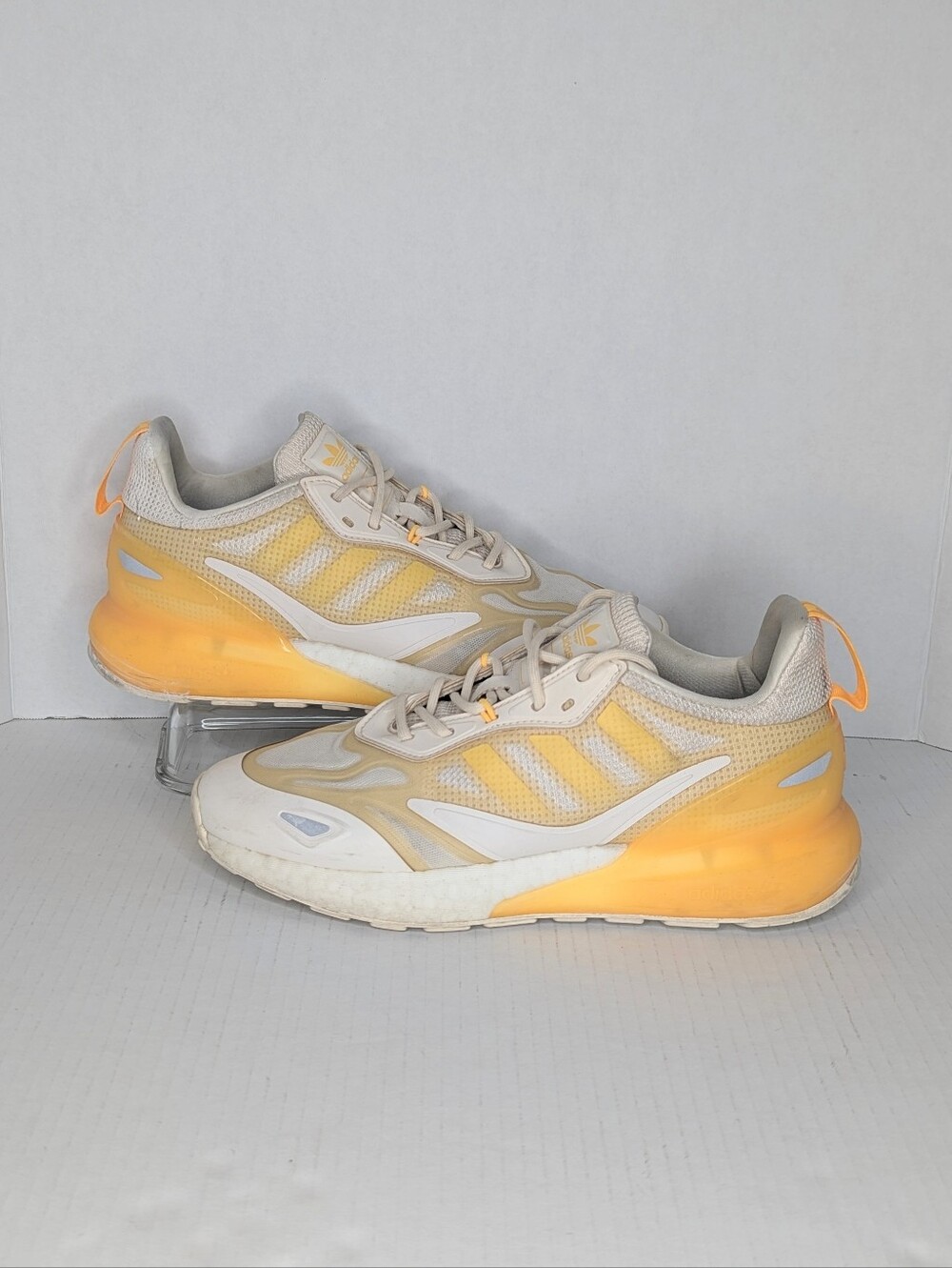 Adidas Originals 2X 2K Boost 2.0 Sneakers in Wonder White Orange Tint Size 8